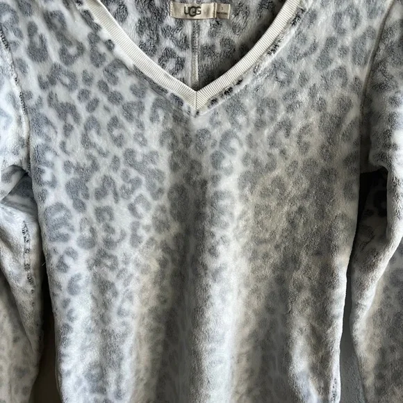 Ugg Women's Top Daisy Fleece Cotton Blend V-neck Long Sleeve Sweater Size S - Picture 4 of 13
